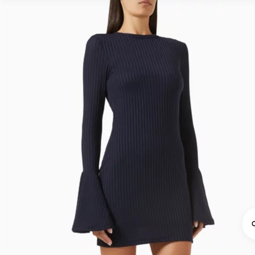 Curaae Blue Allure Flare-cuff Mini Dress